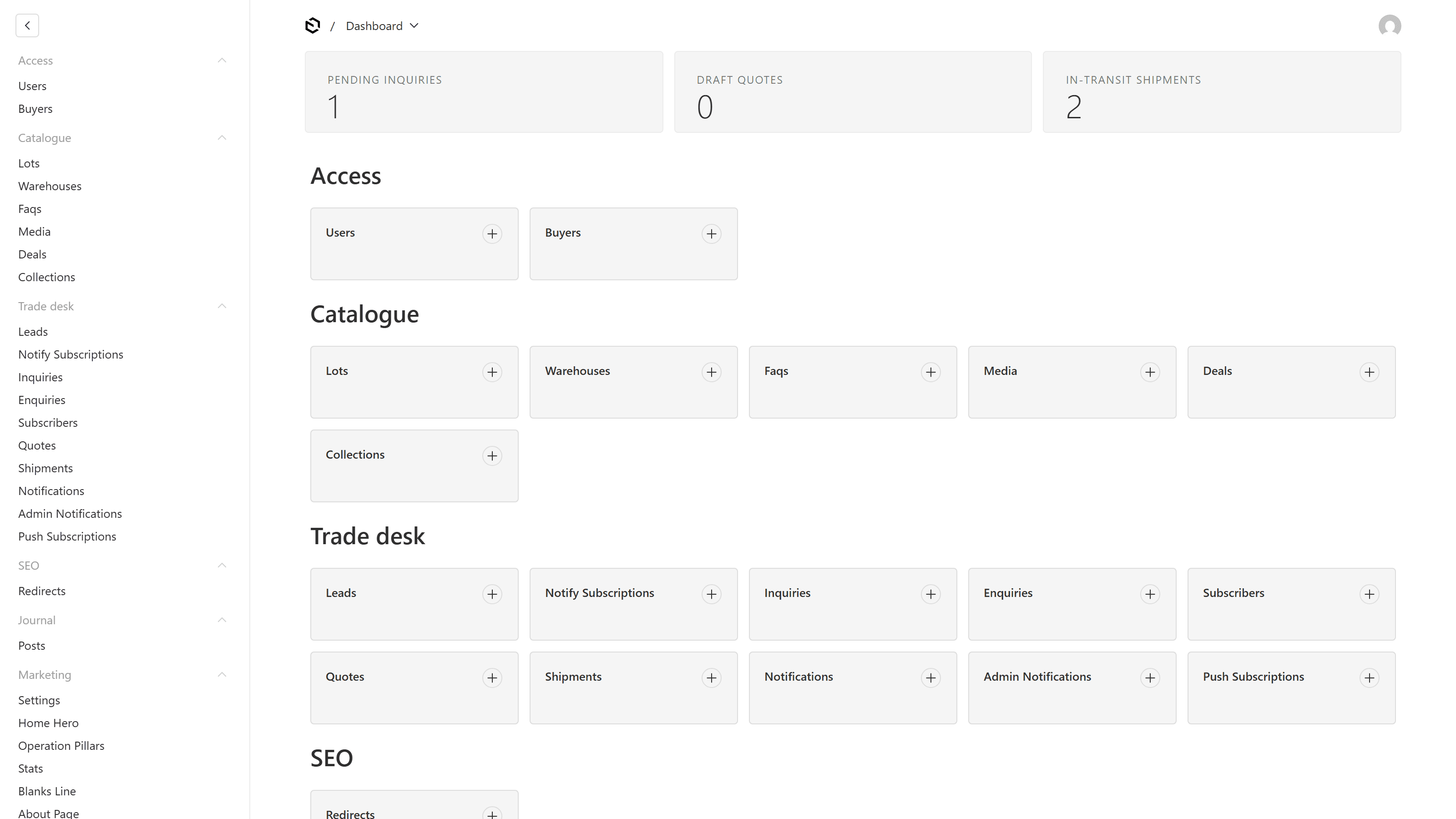 Admin CMS where the business edits every page of the public site